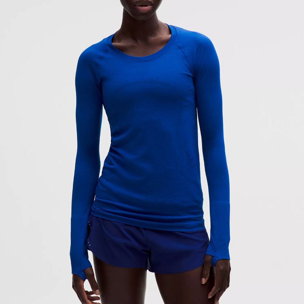 Swiftly Tech Long-Sleeve Shirt 2.0 Hip Length | Cerulean Blue | Size 18